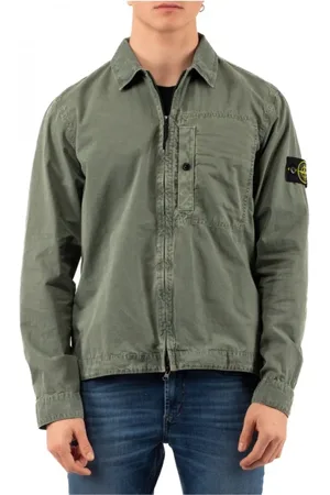 Stone Island Jassen, Heren, Groen, L, Stijlvolle Overshirt voor Mannen