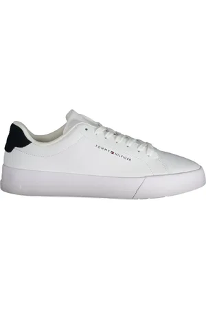 Tommy Hilfiger Schoenen, Heren, Wit, 40 EU, Sportieve witte vetersneakers met blauwe details