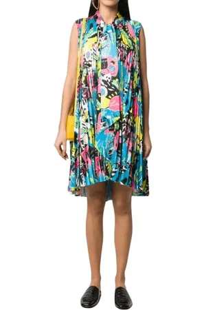 Balenciaga Kleedjes, Dames, Veelkleurig, S, Polyester, Neon Geplooide Overhemdjurk