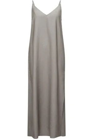 Drykorn Kleedjes, Dames, Grijs, S, V-hals Lang Zomerjurk
