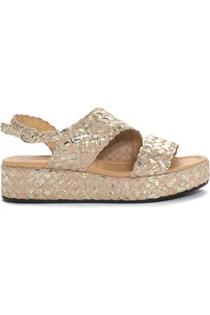 Pon´s quintana Schoenen, Dames, , 37 EU, Leer, Handgeweven Leren Sleehak Sandaal