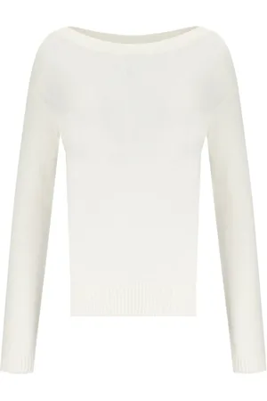 Max Mara Truien, Dames, Wit, M, Katoen, Witte Katoenen Boothals Trui