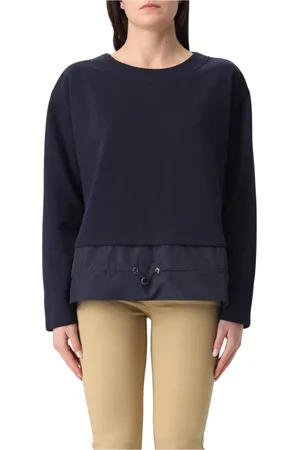 FAY Sweatshirts & Hoodies, Dames, Blauw, XS, Stijlvolle Layered Hem Sweatshirt