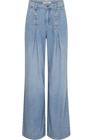Co`Couture Jeans, Dames, Blauw, XS, Eyelet Wide Leg Jeans met Flare