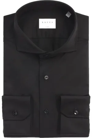 Xacus Overhemden, Heren, Zwart, 3Xl, Zwarte Twill Franse Kraag Overhemd Tailor Fit