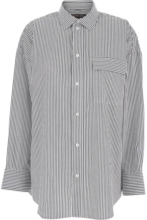 Michael Kors Blouses & Shirts, Dames, Grijs, S, Katoen, Gestreept Multicolor Katoenen Stretch Shirt