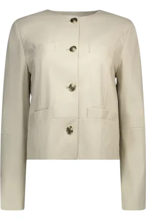 MARELLA Jassen, Dames, , XL, Leer, Ivoor Leren Jas Tijdloze Elegantie