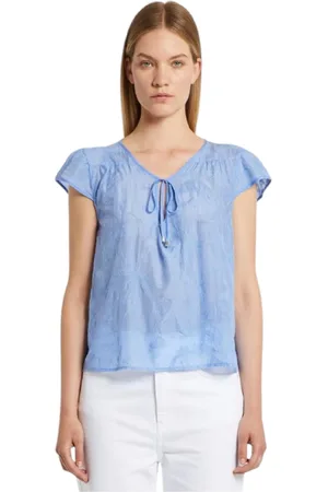 MARELLA Blouses & Shirts, Dames, Blauw, XS, Celeste Blauwe Zijde Blend Top