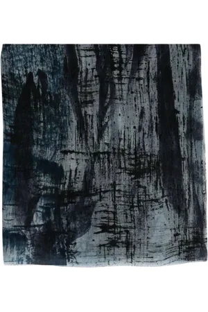 AVANT TOI Accessoires, Heren, Grijs, ONE Size, Blauwe abstracte print viscose sjaal