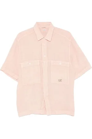C.P. Company Overhemden, Heren, Roze, L, Casual korte mouwen overhemd