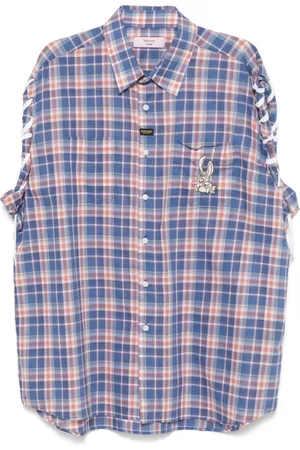 MARTINE ROSE Overhemden, Heren, Veelkleurig, L, Blauw geruite overhemd