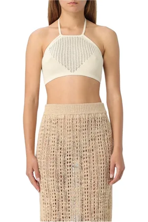 Nanushka Tops, Dames, , M, Katoen, Gele Halternek Mouwloze Top