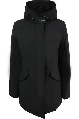 Woolrich Mantels, Dames, Zwart, L, Polyester, Parka Jas van Polyester Materiaal