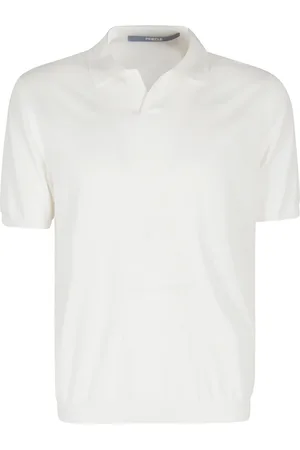 PEOPLE OF SHIBUYA Tops, Heren, Wit, S, Katoen, Witte Polo Shirt met V-Hals