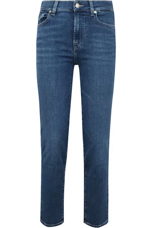 7 for all Mankind Jeans, Dames, Blauw, W25, Katoen, Slim Fit Jeans