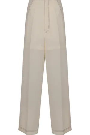Serafini Broeken, Dames, Wit, S, Katoen, Gelaagde katoenblend broek met zakken