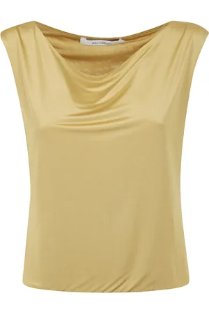 Max Mara Tops, Dames, Geel, L, Zijden T-shirt Gebreid