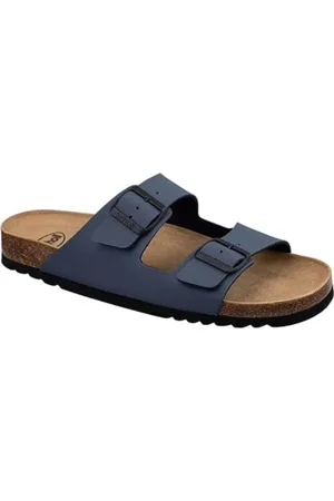 Scholl Schoenen, Heren, Blauw, 46 EU, Comfortabele leren sandaal met verstelbare gesp