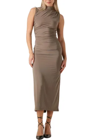 Rosemunde Kleedjes, Dames, , XL, Taupe Maxi Jurk met Graceful Draping