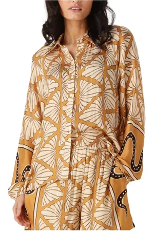 AMAYA Amsterdam Blouses & Shirts, Dames, Veelkleurig, XS, Linnen, Colet Blouse in okergeel