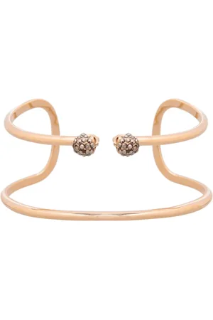 Alexander McQueen Accessoires, Dames, Geel, S, Skull Thin Raw Armband Goud