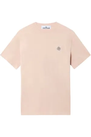 Stone Island Tops, Heren, Roze, M, Katoen, Gekamd katoenen Jersey T-shirt in Rosa Antico