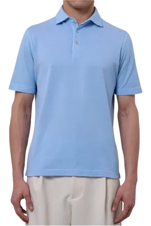 FILIPPO DE LAURENTIIS Tops, Heren, Blauw, XL, Katoen, Katoenen poloshirt met korte mouwen