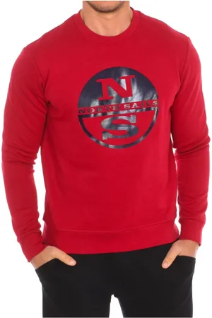 North Sails Sweatshirts & Hoodies, Heren, Rood, XL, Nylon, Geribbelde Ronde Hals Sweater
