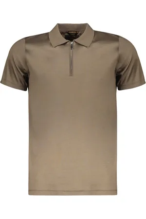 MOORER Tops, Heren, Bruin, 2Xl, Katoen, Katoenen poloshirt met zijsplitten