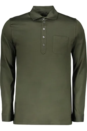 MOORER Tops, Heren, Groen, 4Xl, Katoen, Katoenen poloshirt met Nacre-knopen