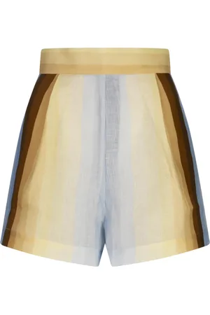 Amotea Korte broeken, Dames, Veelkleurig, L, Linnen, Gedrukte linnen shorts in multikleur