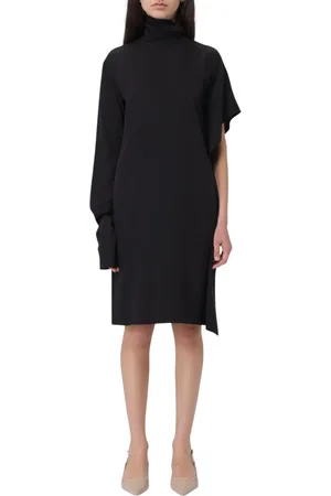 Sportmax Kleedjes, Dames, Zwart, L, Elegante Zwarte Hoge Nek Jurk