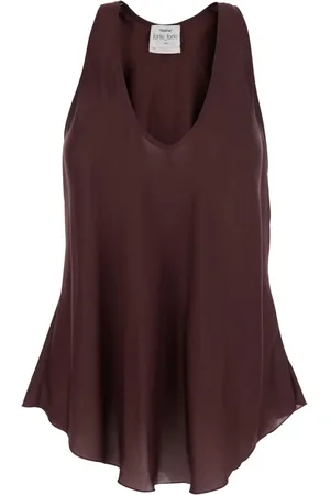 FORTE FORTE Tops, Dames, Rood, S, Zijden V-Hals Bordeaux Top