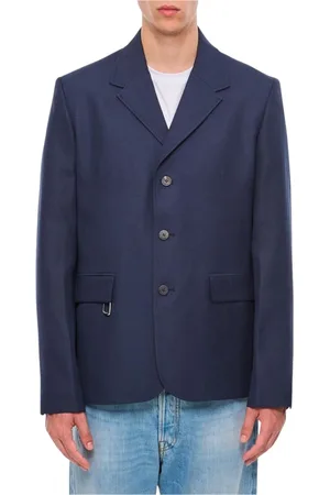 Jacquemus Jassen, Heren, Blauw, S, Wol, Blauwe Slim Fit Blazer Met Revers