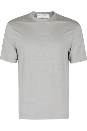 FILIPPO DE LAURENTIIS Tops, Heren, Grijs, 3Xl, Linnen, Stretch Linnen T-shirt