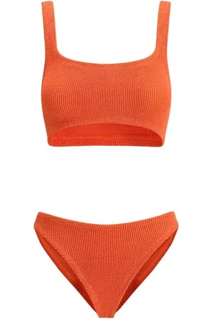 Hunza G Badkleding, Dames, Oranje, ONE Size, Crinkle Off-Shoulder Bandeau Badpak