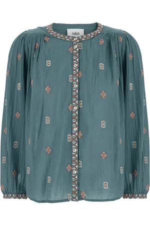 Bash Blouses & Shirts, Dames, Blauw, M, Katoen, Blauwe Blouse met Bedrukt Motief