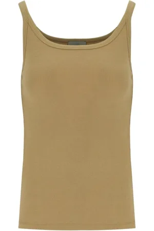 Max Mara Tops, Dames, Bruin, XS, Katoen, Geribbelde Beige Strenna Top
