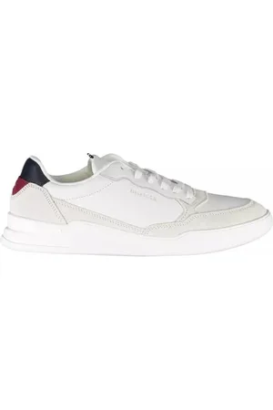 Tommy Hilfiger Schoenen, Heren, Veelkleurig, 43 EU, Leer, Witte sneaker met contrasterende details