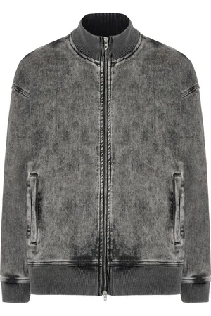 Diesel Jassen, Heren, Grijs, M, Grijze Logo Rug Jas