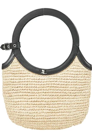 Courrèges Tassen, Dames, , ONE Size, Handgeweven raffia-tas met leren details