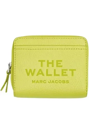 Marc Jacobs Accessoires, Dames, Geel, ONE Size, Leer, Gele leren portemonnee met drukknoopsluiting