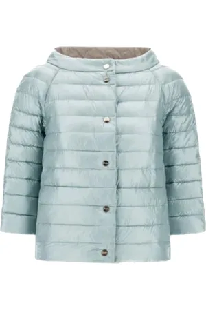 HERNO Jassen, Dames, Blauw, L, Nylon, Omkeerbare Nylon Lichtgewicht Jas