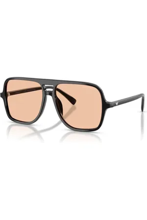 Emporio Armani Accessoires, Heren, Zwart, 57 MM, Zwarte en Oranje Zonnebril