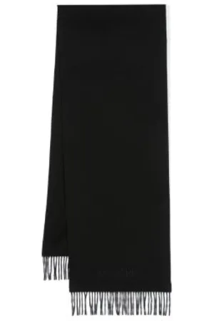 Saint Laurent Accessoires, Dames, Zwart, ONE Size, Geborduurde Logo Zwarte Sjaal