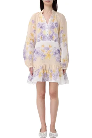 Twin-Set Kleedjes, Dames, Veelkleurig, XS, Elegante Lavendel Midi Jurk