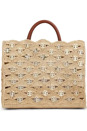 Paco rabanne Tassen, Dames, , ONE Size, Natuurlijke Raffia Handtas