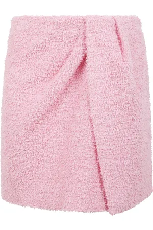 Msgm Rokken, Dames, Roze, S, Tweed, Korte tweed rok met voorste kruis