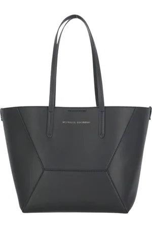 Brunello Cucinelli Tassen, Dames, Zwart, ONE Size, Luxe Leren Tote Tas