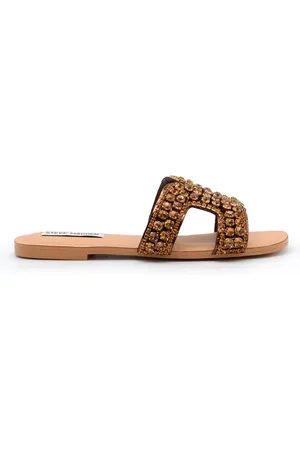 Steve Madden Schoenen, Dames, Oranje, 38 EU, Koperen Geometrische Stenen Sandalen